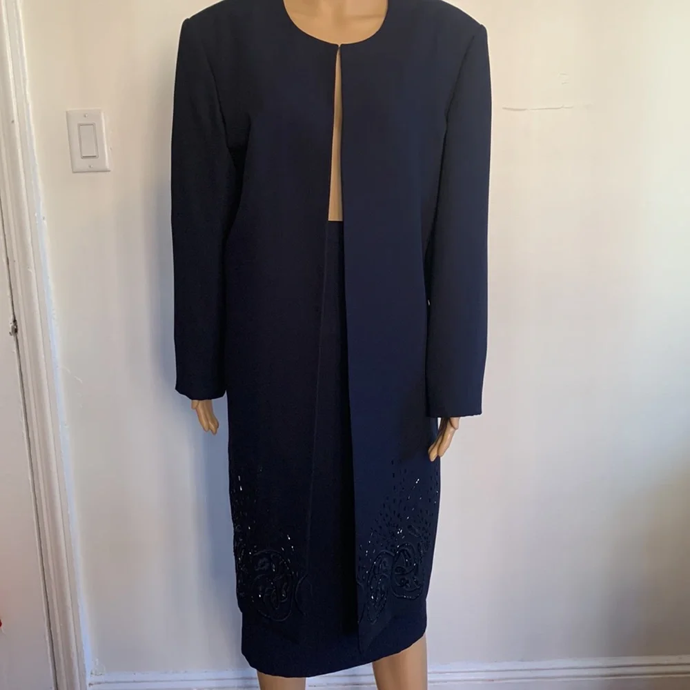 LESLIE FAY 2 PC Skirt& Coat Length Blazer - Picture 2 of 9